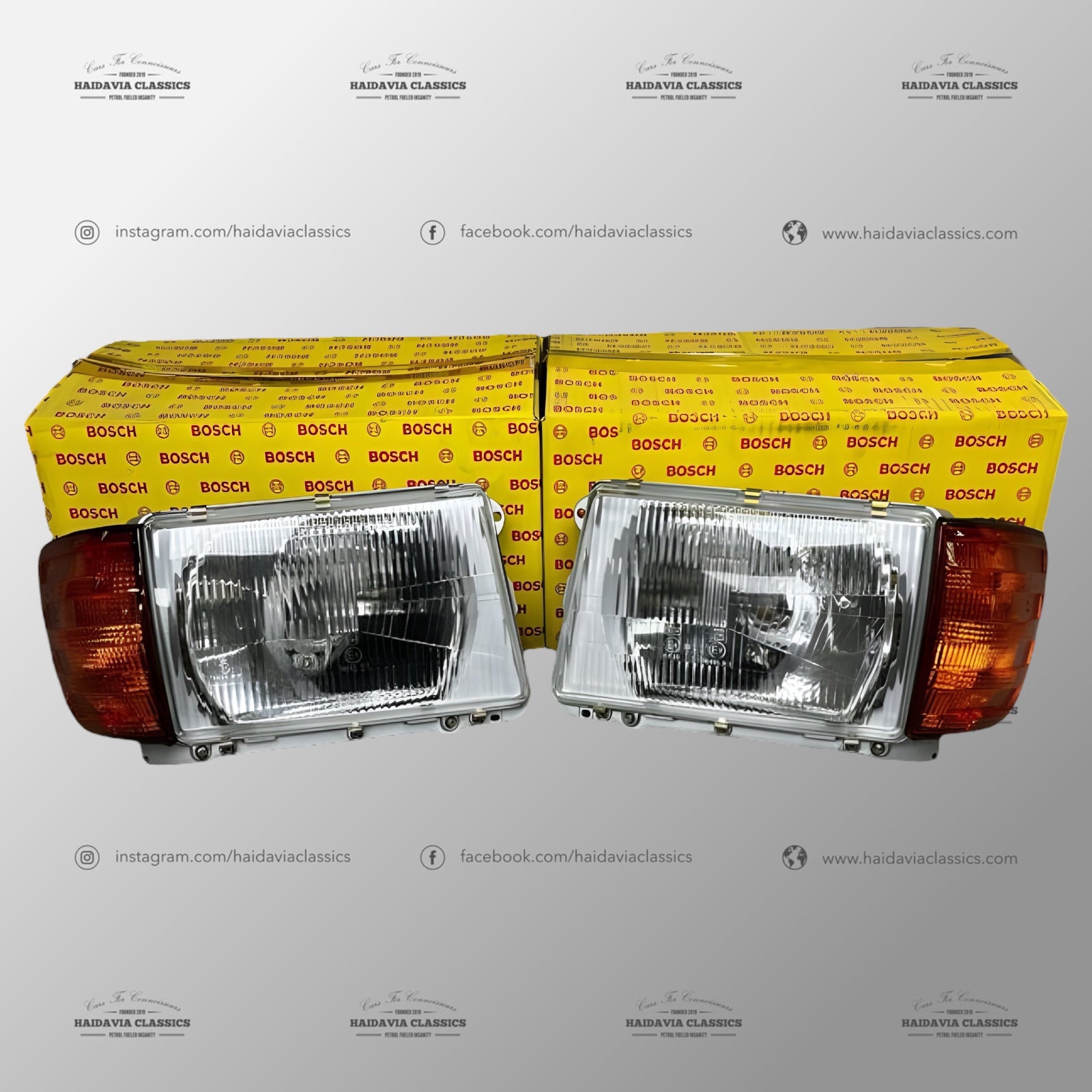 Genuine Mercedes-Benz R107 Bosch Front Head Lights Set [New Old