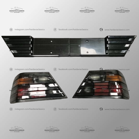 Genuine Mercedes-Benz W124 Smoked Tail Lights and Hekblende